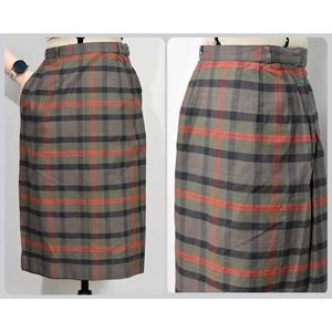 Green/Red Plaid 50s Wiggle Skirt